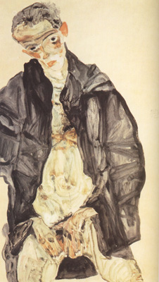 Egon Schiele Self-Portrait in Black Cloak (mk12)